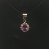 14k Yellow Gold 0.90ct Amethyst and 0.30cttw Diamond Halo Pendant