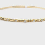 Brand New 14k Yellow Gold and Diamond Bangle Bracelet 7"