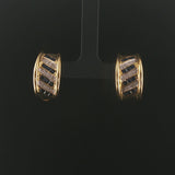 14k Yellow Gold Diamond and Sapphire Huggie Earrings