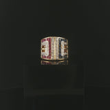 18k Yellow Gold Blue Sapphire Ruby and Diamond Band Ring Size 7.5
