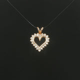 14k Yellow Gold and 0.35cttw Diamond Vintage Heart Pendant