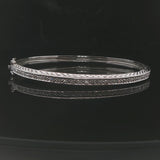 14k White Gold and Diamond 12.7g Solid Vintage Bangle Bracelet 7"