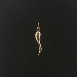 18k Yellow Gold 3.3g Polished Vintage Italian Horn Pendant 1.75"