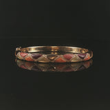 Kabana 14k Yellow Gold Mother of Pearl Shell Inlay and Diamond Bangle Bracelet