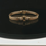 18k Yellow Gold and Diamond Vintage Cable Bangle Bracelet 6.5"