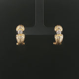 14k Yellow and White Gold Bezel Diamond Vintage Huggie Earrings