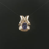 14k Yellow Gold 2.3ct Tanzanite and 0.65cttw Diamond Pendant 1"
