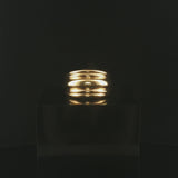 18k Yellow Gold 7.7g UnoAErre Solid Ribbed Graduated Band Ring Italy Size 5.75