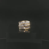 18k Yellow Gold and 1.50cttw Princess and Baguette Diamond Solid Ring Size 4