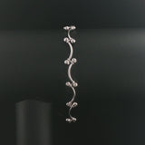 14k White Gold and 0.30cttw Bezel Set Diamond Curved Bar Link Bracelet 7"