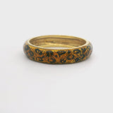 18k Yellow Gold and Enamel 4.6g Ladies Fancy Band Ring Size 7.75
