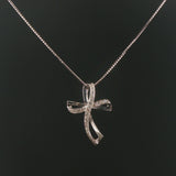 14k White Gold and 1cttw Diamond Fancy Cross Pendant Necklace Italy 20"