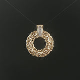 14k Yellow Gold and Diamond Byzantine Circle Pendant 1.2"