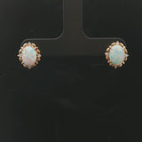 18k Yellow Gold Opal and Diamond Stud Earrings