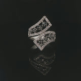 14k White Gold 1cttw Black and White Diamond Bypass Ring Size 8