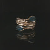 LeVian 14k Yellow Gold London Blue Topaz and Diamond Bypass Ring Size 7