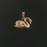 Steve Wardle 14k Yellow Gold 15.5g Heavy Ruby Eyes Swan Pendant