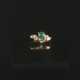 14k Yellow Gold Emerald and Diamond Ring Size 4.5