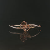 18k Rose Gold and 0.50cttw Diamond Butterfly Bangle Bracelet 6.5"
