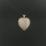 14k Yellow and White Gold and 2cttw Diamond Vintage Heart Pendant 1.25"