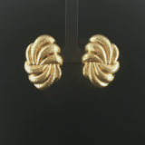 18k Yellow Gold 15.3g Vintage Hammered Large Stud Earrings Italy 1.5"