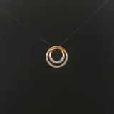 14k Yellow Gold and 0.25cttw Diamond Double Circle Slide Pendant