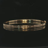 14k Yellow Gold and Diamond 13.2g Solid Bangle Bracelet 6.5"