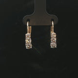 14k Yellow Gold and 1cttw Six Diamond Drop Earrings 0.75"