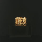 18k Yellow Gold 8.8g Vintage Solid Heavy Lattice Band Ring Size 8