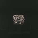 14k White Gold and 0.85cttw Diamond Crossover Band Ring Size 7.25