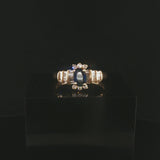 14k Yellow Gold Sapphire and 0.25cttw Diamond Vintage Ring Size 10.25