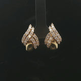 18k Yellow Gold and 2cttw Diamond 10.3g Fancy Ribbon Earrings Italy