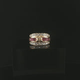 14k Yellow Gold Ruby and 0.40cttw Diamond Vintage Band Ring Size 4.25