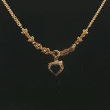 14k Yellow Gold Blue Sapphire & 1.8cttw Diamond Heart Pendant Necklace Italy 18"