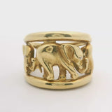 18k Yellow Gold 10.8g Solid Heavy Graduated Wide Elephant Band Ring Italy Size 7