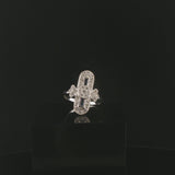 18k White Gold Sapphire and 0.25cttw Diamond Vintage Milgrain Ring Size 8