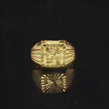 24k Pure Yellow Gold 7.4g Solid Fancy Diamond Cut Ring Size 7.5