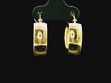18k Yellow Gold 3.3g Hollow Polished Milor Hoop Earrings Italy 1"