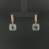 Judith Ripka 14k Yellow Gold Topaz and Diamond Drop Dangle Earrings 1"