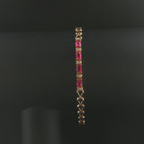 14k Yellow Gold Pink Sapphire and Diamond Link Bracelet 7"