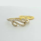 Brand New 14k Yellow Gold and Diamond Fancy Curved Band Ring Size 6.5