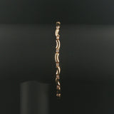 14k Yellow Gold and Diamond Ladies Curved Bar Link Bracelet 7.25"