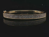 18k Yellow Gold and 2cttw Diamond 30.7g Solid Heavy Bangle Bracelet 6.75"