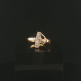 14k Yellow Gold and 0.15cttw Diamond Vintage Cross Crucifix Ring Size 6