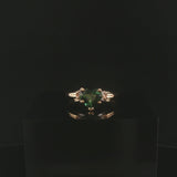 14k Yellow Gold Heart Cut Green Tourmaline and Baguette Diamond Ring Size 6.25
