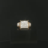 10k Yellow Gold and 0.70cttw Pave Diamond Square Ring Size 8