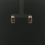 14k Yellow Gold Amethyst and Diamond 7.6g Solid Huggie Earrings