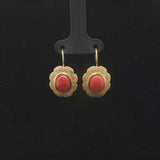 18k Yellow Gold and Italian Red Coral Earrings 1"