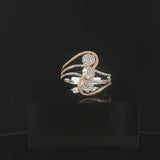 14k White and Rose Gold 0.60cttw Diamond Cluster Three Band Ring Size 7