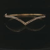 14k Yellow Gold and 1cttw Diamond Solid V Bangle Bracelet 6.5"